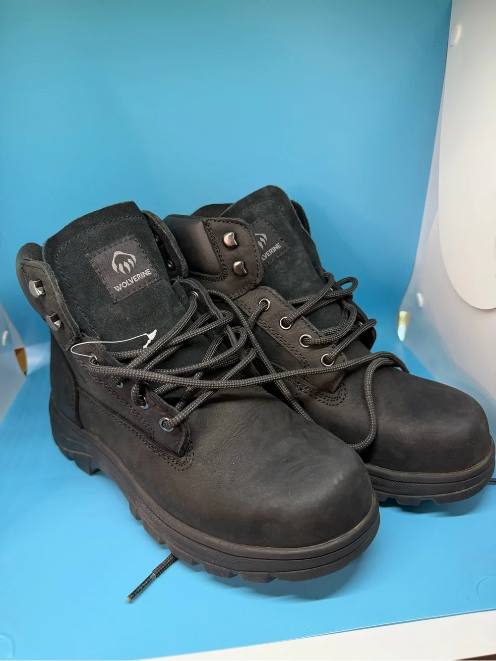 Wolverine Men’s Black Lace-Up Work Boots